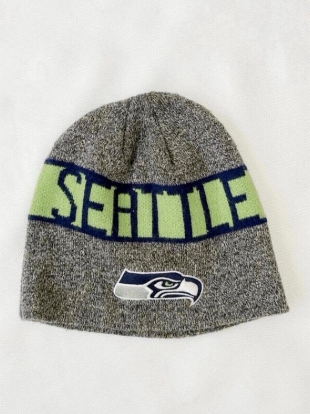 NFL Seattle Kids Knit Beanie - Gray, Lime & Navy